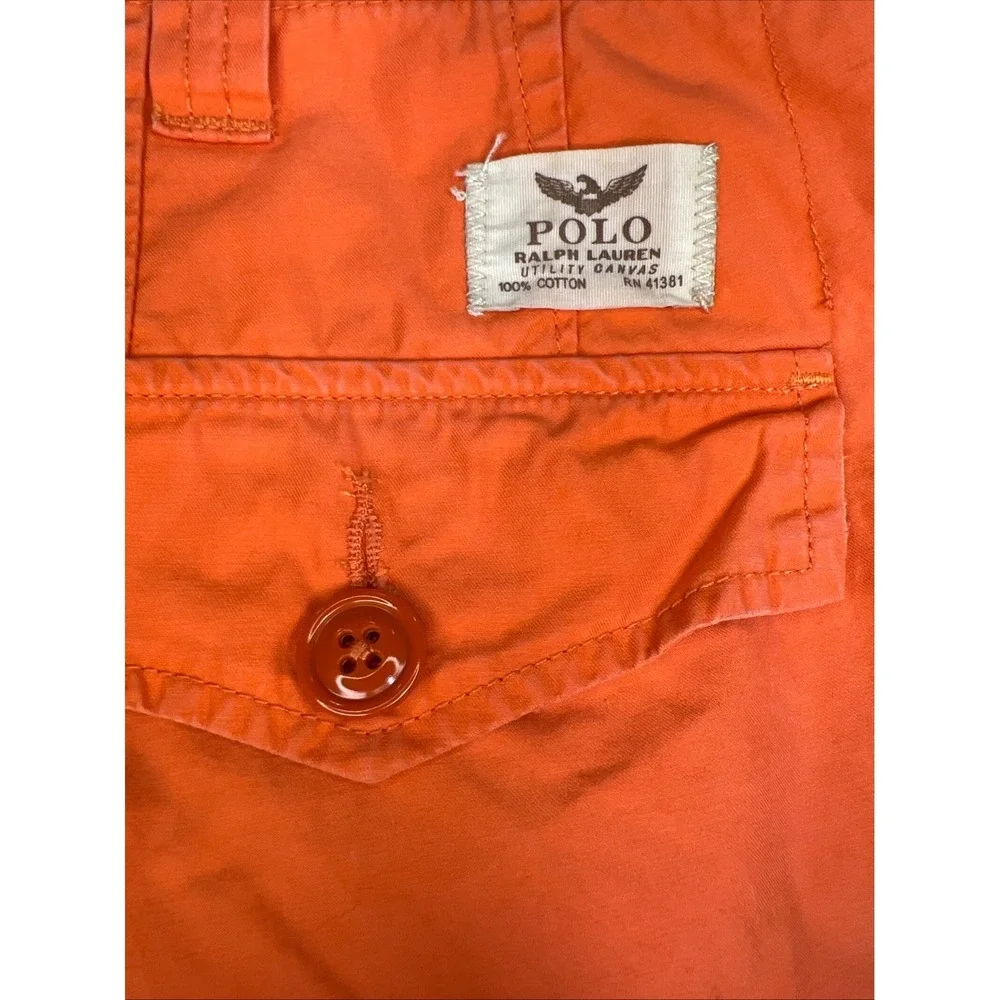 Polo Ralph Lauren Cargo Shorts Mens 44 Orange Cotton Classic Fit Utility Pocket